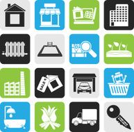 Silhouette Real Estate and building icons N2