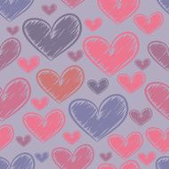 Seamless pattern with sketch hearts