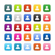 User icon 1 credits Satin rounded square button white sign