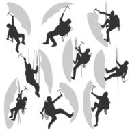 Set silhouettes of alpinists