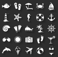 Set of flat beach icons Vector set