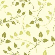 Yellow And Green Repeating Pattern Of Simple Vines Leaves N2