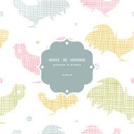 Abstract textile roosters frame seamless pattern background