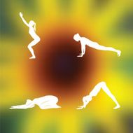 Yoga Exercises Blurred floral background