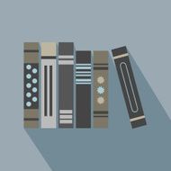 Organized hard copy books icon with long shadow N2