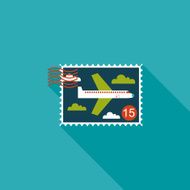 Aircraft stamp flat icon with long shadow N2