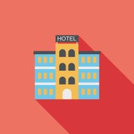 Hotel flat icon with long shadow N19