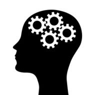 silhouette of a man&#039;s head with picture the mechanism N4