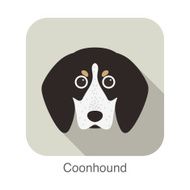 Coonhound dog face portrait flat icon design N2