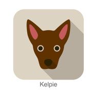 Kelpie dog face portrait flat icon design