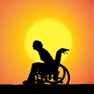 Vector silhouettes of woman in a wheelchair N3