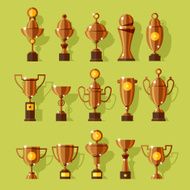 Vector icons set of silver sport award cups