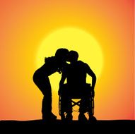 Vector silhouettes of people in a wheelchair N55