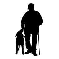 Vector silhouette of people with dog N73