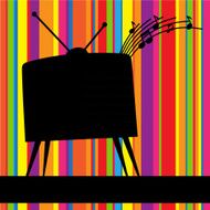 Striped background with retro TV