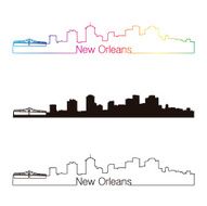 New Orleans skyline linear style with rainbow