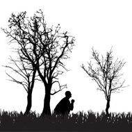 Vector silhouette of a man N1018