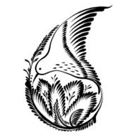 decorative silhouette of a floral paisley colibri