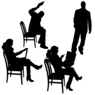Vector silhouette of people with computer N4