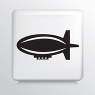 Square White Icon With Silhouette Blimp For Advertising N2