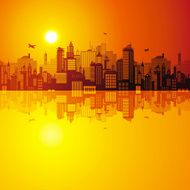 Sunset city siluette background
