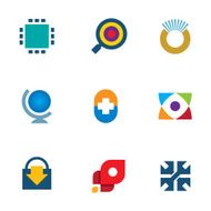 Innovation 3d technology online search download icon set inspiration logo