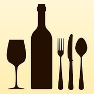 Wine Bottle and Cutlery
