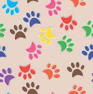 Seamless animal pattern of paw footprint Vector illustration EPS 10