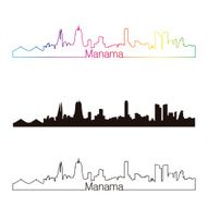 Manama skyline linear style with rainbow