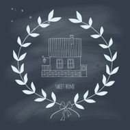 Sweet home illustration on a blackboard