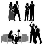 Silhouette of business people in different poses N6