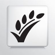 Square Icon with Wheat Stalk Check Mark Black Silhouette