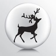 Round Icon with Black Prancing and Walking Deer Silhouette