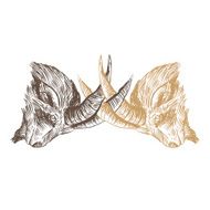 Goat heads hand drawn vector illustration