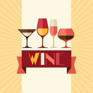 Restaurant or bar wine list with different glasses