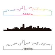 Adelaide skyline linear style with rainbow