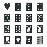 Heart Suit Playing Card Silhouette Icons