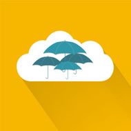 Flat Design Cloud Icon With Umbrellas