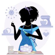 Cake baking girl silhouette