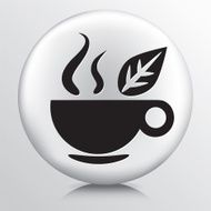 Round Icon With Herbal Tea And Leaf