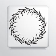 Square Icon With Olive Branches Wreath N3