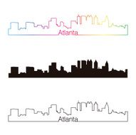 Atlanta skyline linear style with rainbow