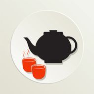 Sushi Restaurant Icon Green Tea With Teapot And Cups N2