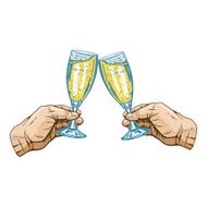 glasses of champagne in hands N2
