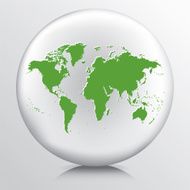 Round Environment Icon With Green World Map Silhouette