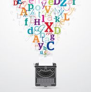 Typewriter colourful letters coming out N2