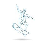 Snowboarder jumping abstract isolated on a white backgrounds vector illustration