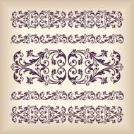 Vector set vintage ornate border frame with retro ornament patte