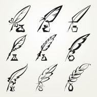 collection feather pen and ink