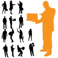 Vector silhouette of business people N114
